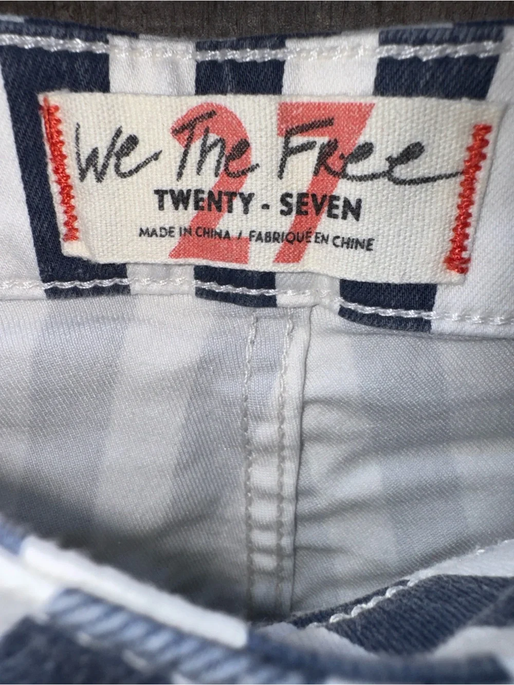 We The Free Navy and White Vertical Stripe Flare Jeans
